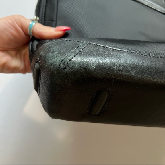 TUMI 2947D Black leather nylon Briefcase Bag Mens Flaws - Picture 12 of 16